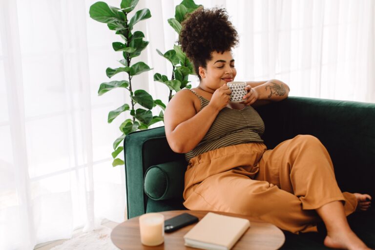 woman enjoying in home comfort